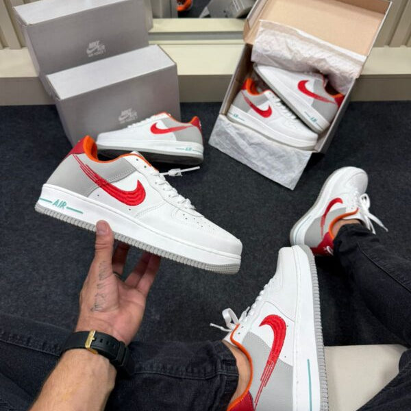Air Force 1 Premium Branco Vermelho Laranja
