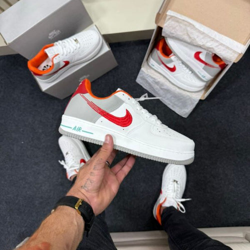 Air Force 1 Premium Branco Vermelho Laranja