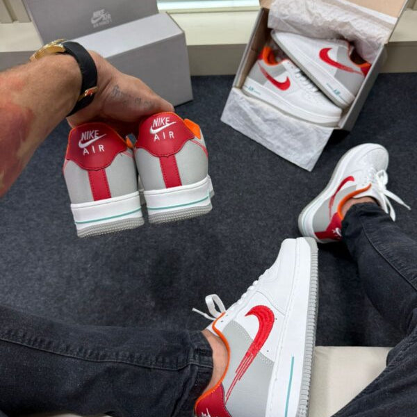 Air Force 1 Premium Branco Vermelho Laranja