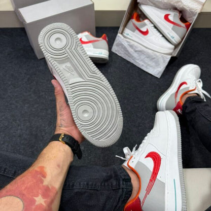 Air Force 1 Premium Branco Vermelho Laranja