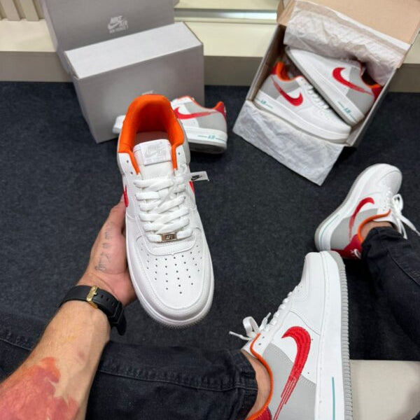 Air Force 1 Premium Branco Vermelho Laranja