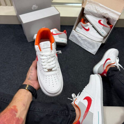 Air Force 1 Premium Branco Vermelho Laranja