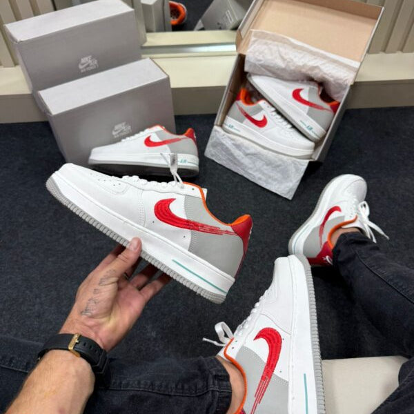 Air Force 1 Premium Branco Vermelho Laranja