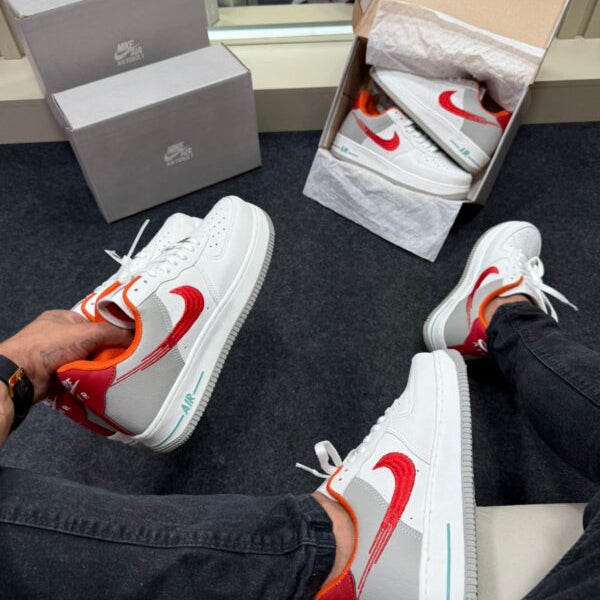 Air Force 1 Premium Branco Vermelho Laranja